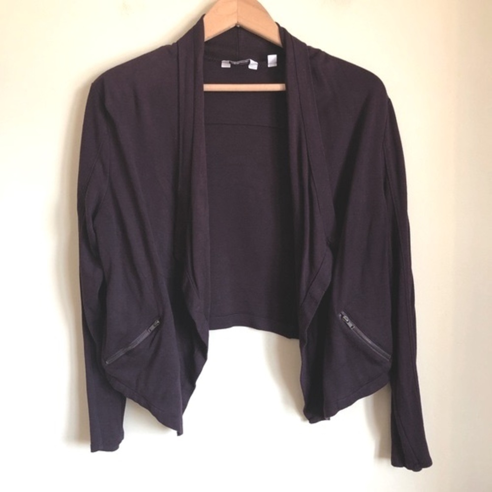 3/$30💚Reitmans purple cropped open cardigan top size medium petite